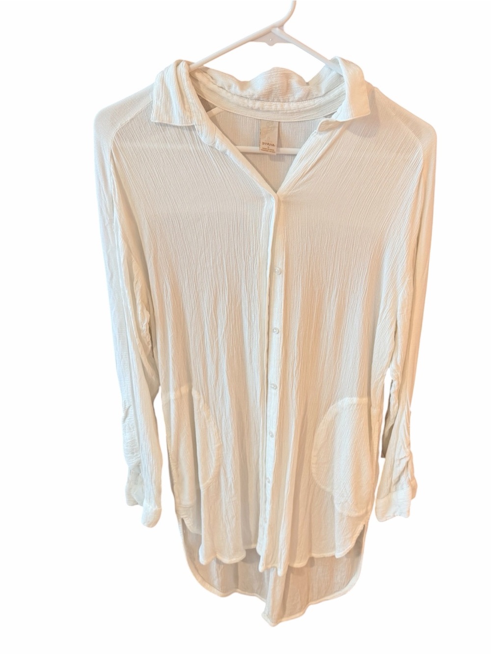Prana Fernie Flowy Tencel Coverup Long Shirt White. Small. - Picture 10 of 14